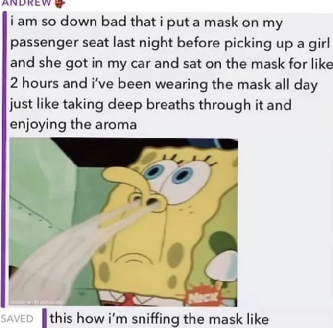 Burnt food down bad captioned meme.
