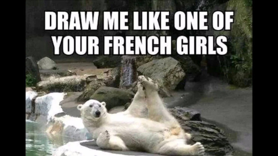 A widely shared version of the meme featuring a polar bear posing suggestively on a rock, mimicking the iconic Titanic scene.