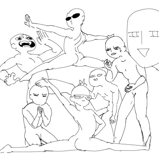 The original Draw the Squad template, a blank pose reference sheet artists fill in with their favorite characters.
