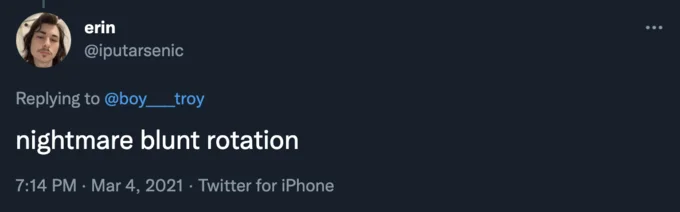 Text-only nightmare blunt rotation.