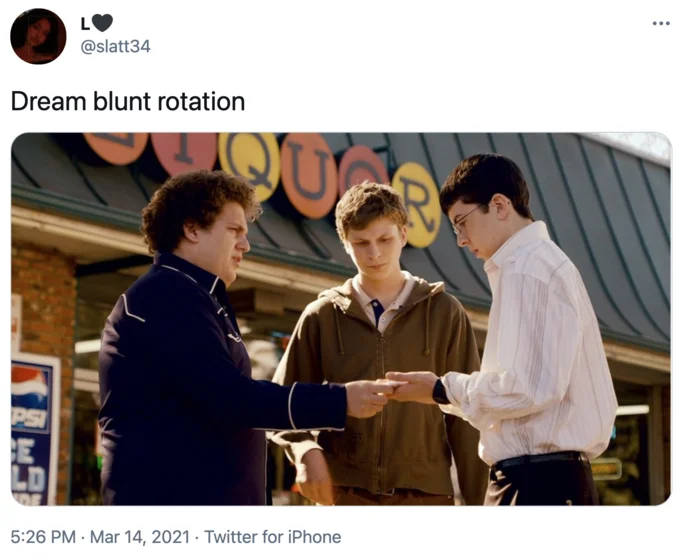 Superbad fictional characters rotation.