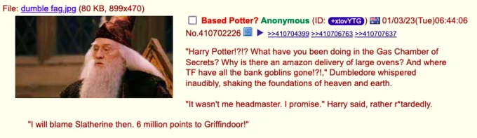 Based Potter six million points meme.