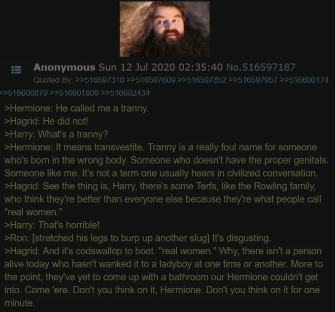 Hagrid-posting related Rowling satire.