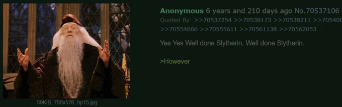 Classic Dumbledore-posting bias joke.