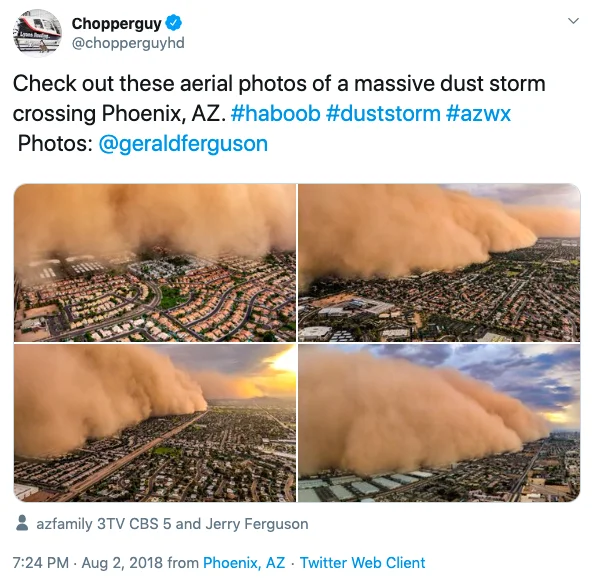 Multiple angle views of dust storm.