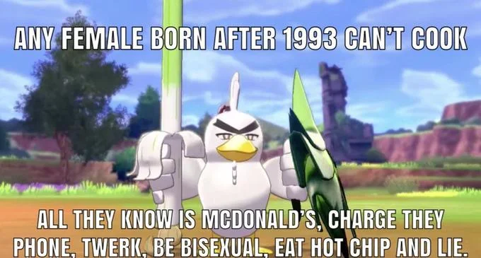 Pokémon character copypasta overlay.