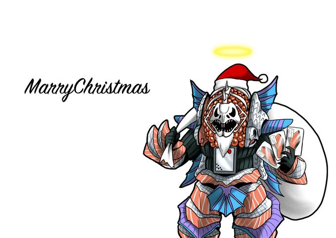 Samon as Santa Christmas greeting card.