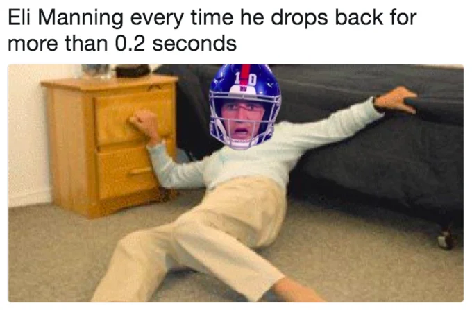 A photoshop mashup pairing Manning's exasperated face with the 'kid falling off couch' image.