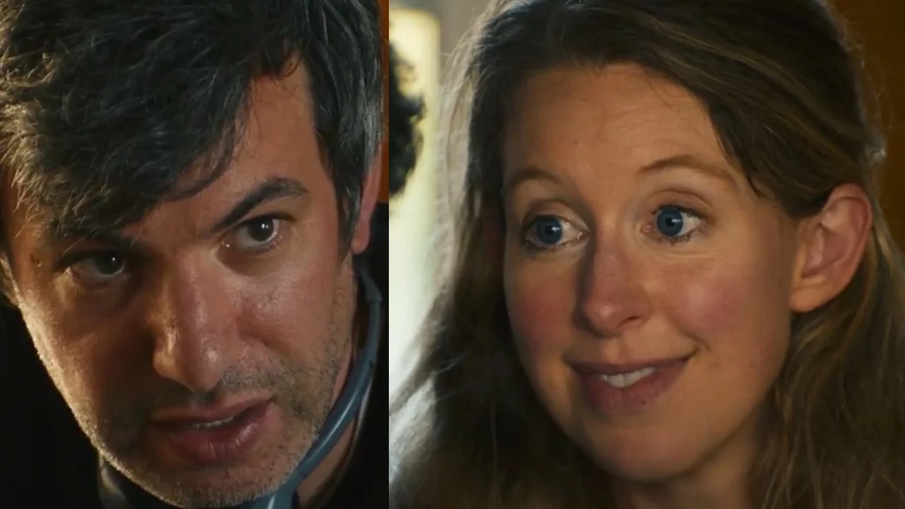 The cover image for the meme, pairing Nathan Fielder's skeptical stare with Elizabeth Holmes' wide-eyed smile.