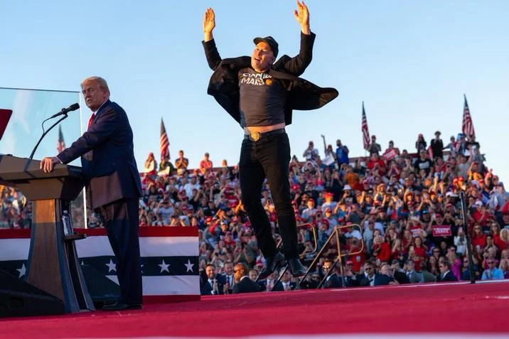 Source photo for jumping meme template.