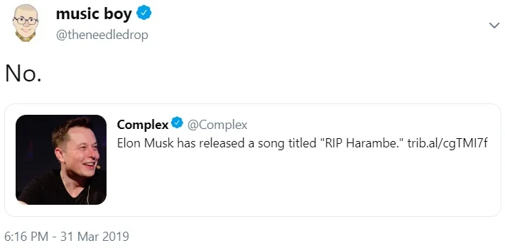 Elon Musks Rip Harambe