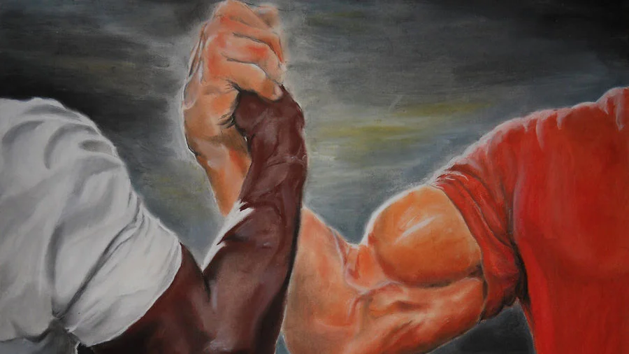 Primary Epic Handshake meme template.