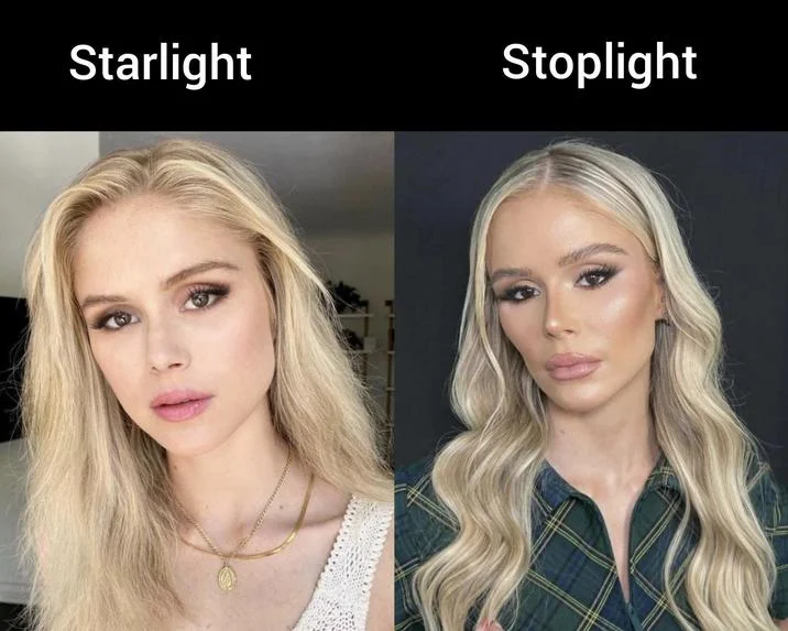 A viral 'Starlight vs Stoplight' meme playing on the actress's character name to compare her appearance over time.