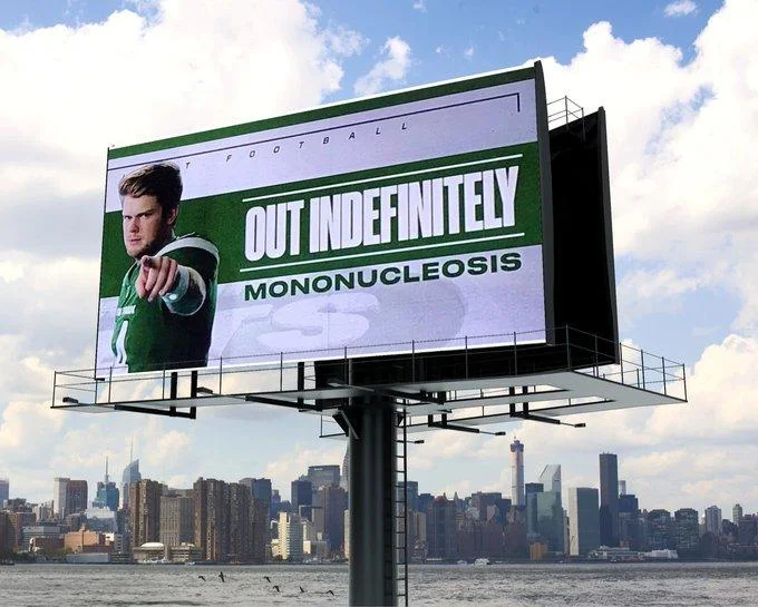 A photoshopped mockup imagining the ESPN graphic taking over a giant billboard in New York City.