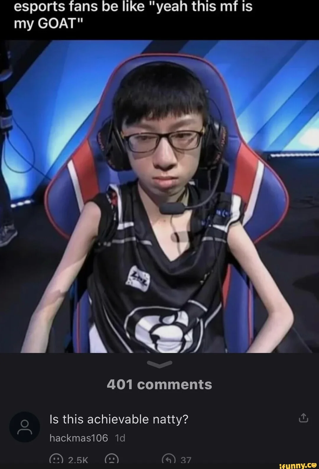 Meme critiquing superficial devotion to esports players and streamers.