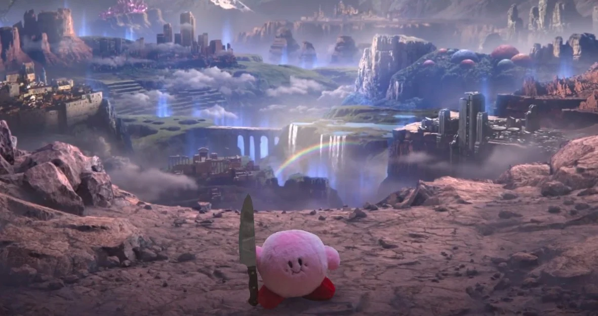 The iconic image of Kirby, the sole survivor of the World of Light apocalypse in Super Smash Bros. Ultimate, that inspired the meme.