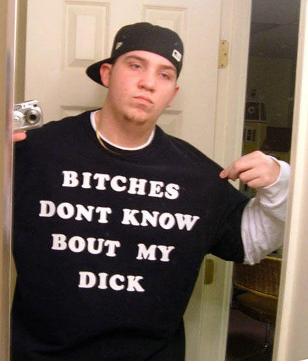 The original 'Bitches Don't Know' photo that spawned countless exploitable edits with modified shirt text.