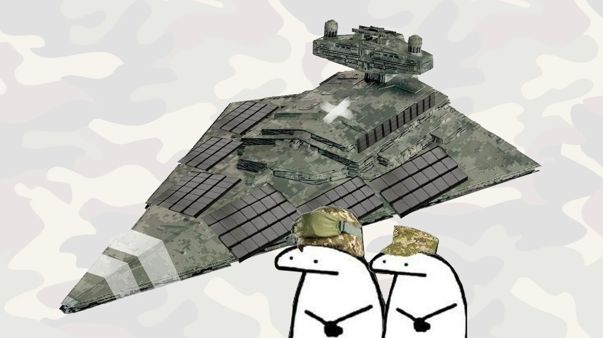 The primary Explosive Reactive Armor Era header image, blending a camo-plated Star Destroyer with flork soldiers to satirize excessive tank armor stacking.