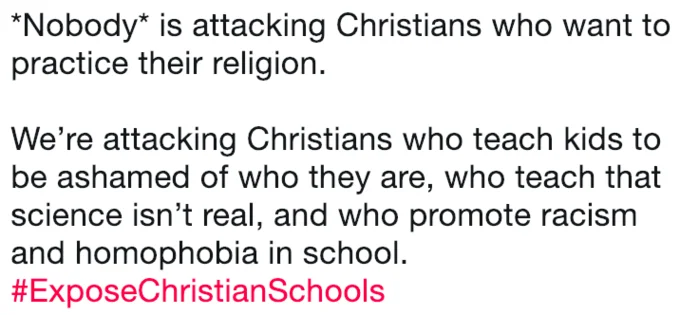 Definitional discourse clarifying the hashtag's critique of specific institutions.