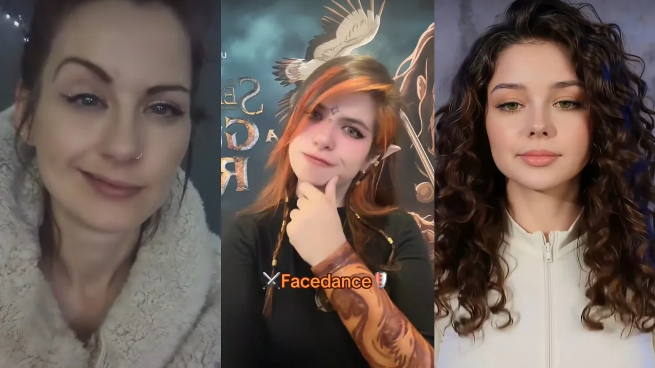 A cover collage of TikTok creators participating in the viral 'Facedance' trend, featuring the signature text overlay.