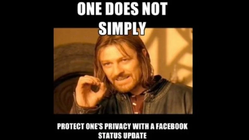 Satirical reaction mocking false belief that status updates provide legal protection.