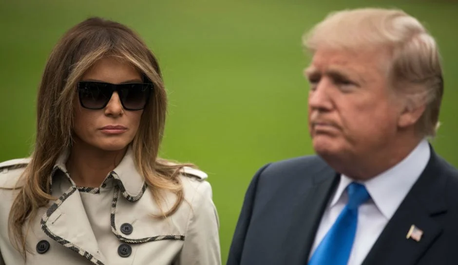 The photo of Melania Trump wearing oversized sunglasses that fueled widespread 'fake Melania' body double conspiracy theories online.