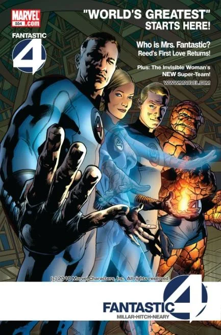 Fantastic Four #554 comic cover, one of the source images for the Mister Fantastic gang sign meme.