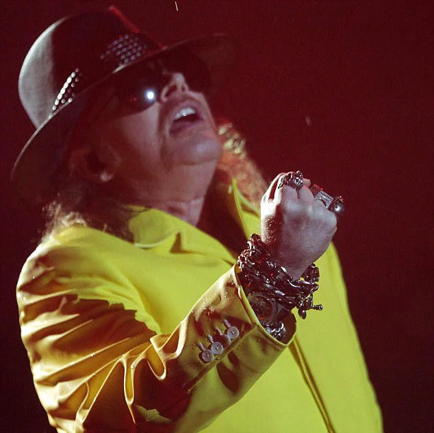The yellow-jacket concert photo of Axl Rose that became the base image for many of the 'Fat Axl' meme captions.