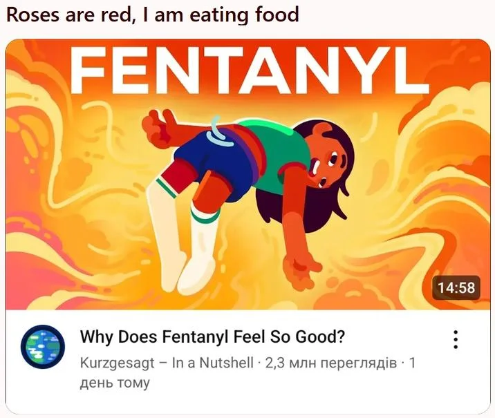 Poetry format variation combining the character with the viral video.