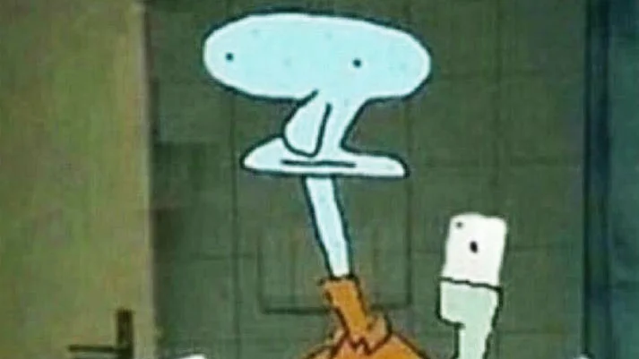 The iconic Squidward mirror selfie image widely associated with the 'Feeling Cute, Might Delete Later' meme.