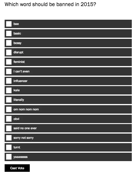 Time magazine's controversial 2015 poll that included 'feminist' as an option for the word most deserving to be banned.