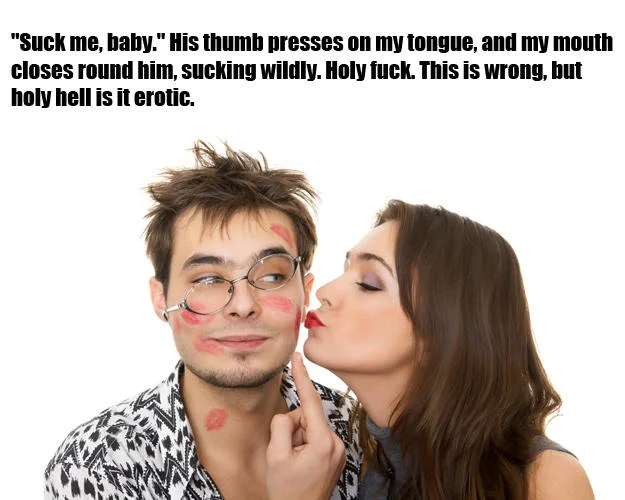 A quote-image mocking the book's steamy passages by pairing them with awkward, unsexy stock photography.