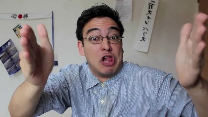 A classic still from a Filthy Frank YouTube video, capturing George Miller's signature over-the-top facial expression.