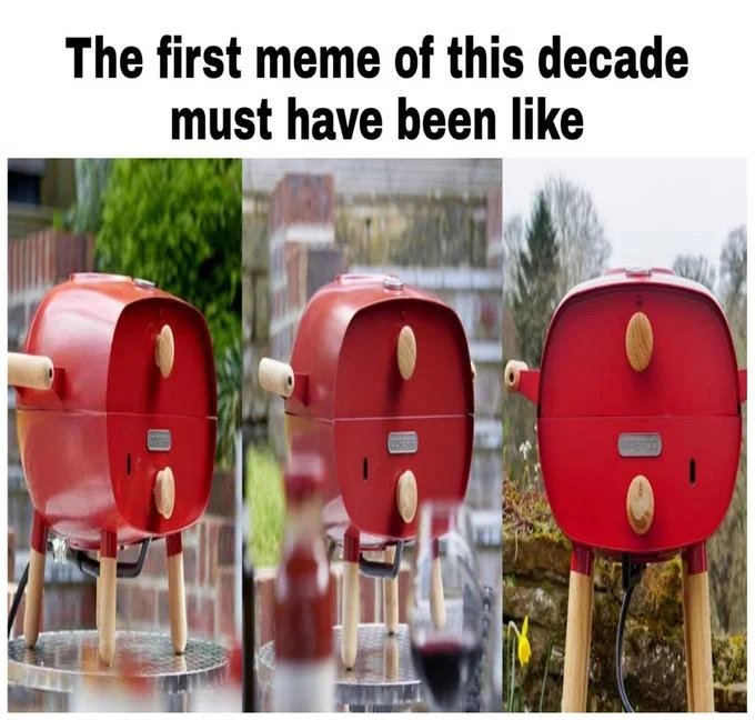 A meme declaring the FirePod pizza oven the first meme of the 2020s.