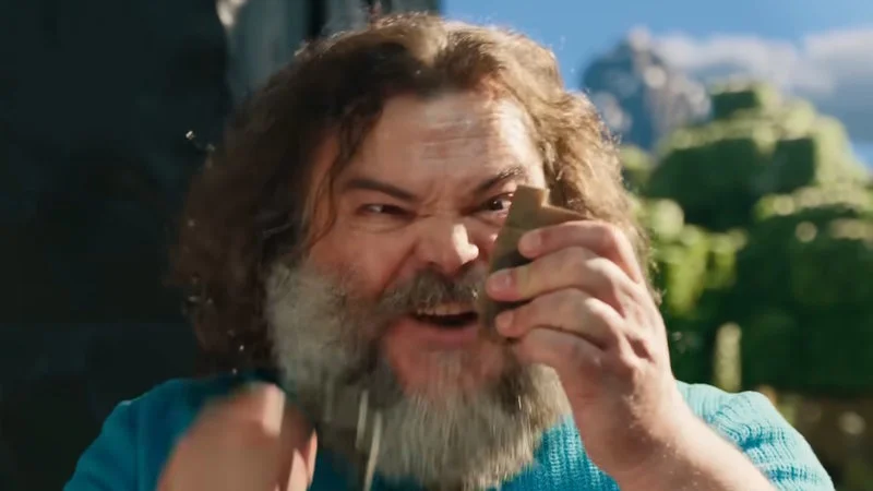 The original moment from 2025 Minecraft Movie inspiring viral catchphrase.