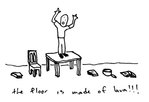Crude hand-drawn lava meme.
