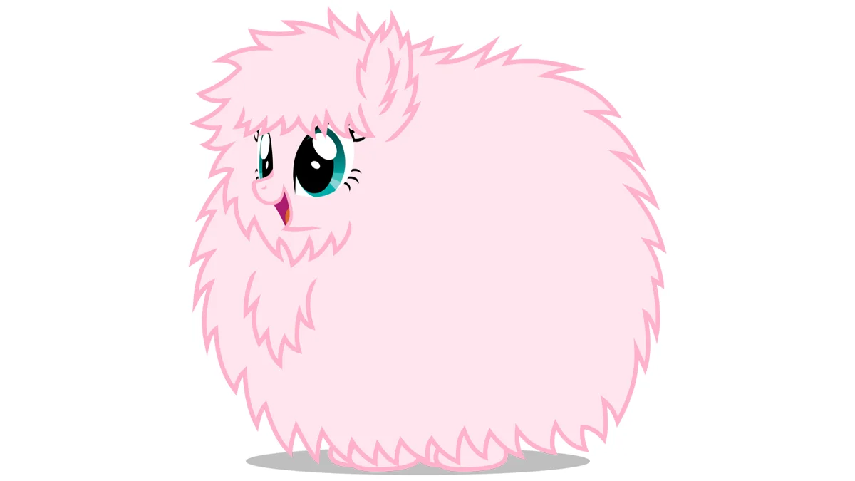 The classic Fluffle Puff-style pink fluffy pony that became the visual archetype for the Fluffy Ponies fandom.