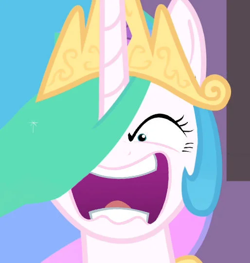 Princess Celestia's own outburst, often paired with Flutterrage imagery as a related pony rage moment.