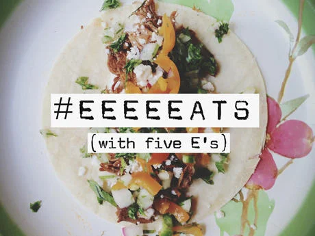 Instagram food porn culture with #EEEEEATS hashtag overlay.