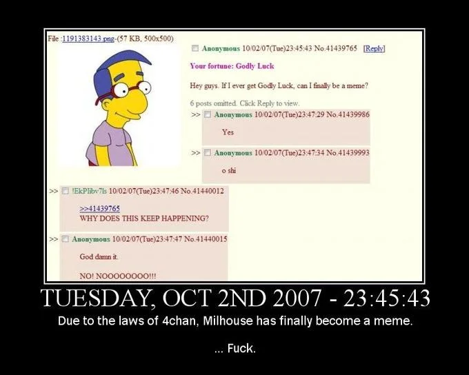 Moment Milhouse forced meme paradox reached tipping point.