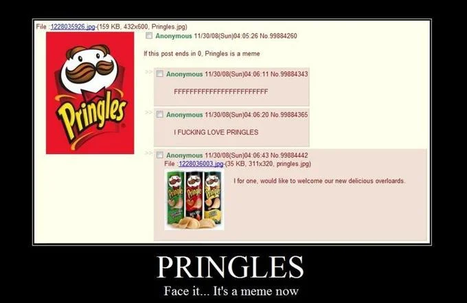 Satire of forced memes gaining legitimacy through community pressure.