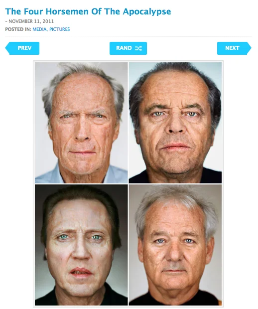 A 2011 example applying the Four Horsemen of the Apocalypse label to actors Clint Eastwood, Jack Nicholson, Christopher Walken, and Bill Murray.