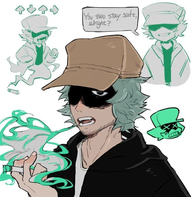 Fan illustration of Garcello, the smoking mod character whose emotional storyline resonated with the FNF community.