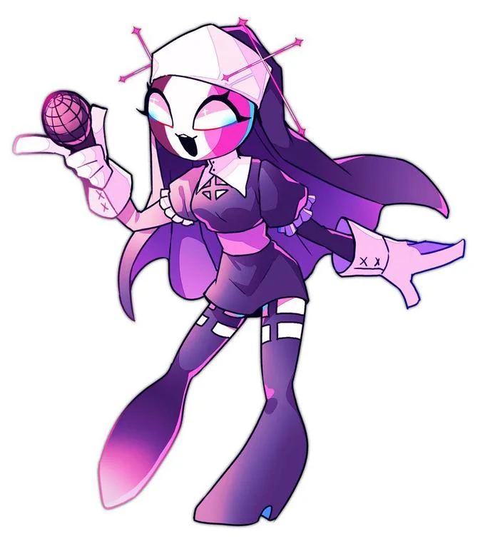 Fan art of Sarvente, the singing nun from the popular Mid-Fight Masses Friday Night Funkin' mod.
