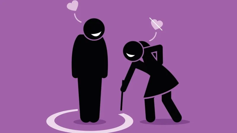 Clean illustration symbolizing romantic rejection and friend zone.
