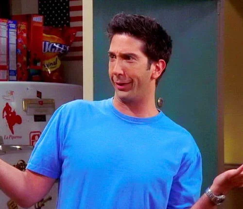 The 'confused Ross' shrug screengrab, a popular reaction image drawn from Friends.