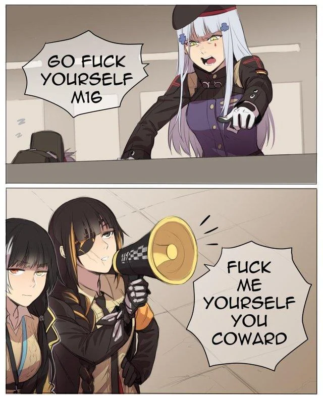A Girls' Frontline fandom remix applying the meme format to the game's characters.