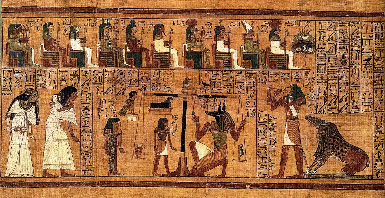 Anthropomorphic depictions of animal-headed deities like Anubis in the ancient Egyptian Book of the Dead are cited as early historical examples of furry-adjacent art.