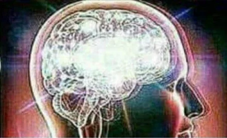 Galaxy Brain template illustration showing glowing cosmic brain visualization