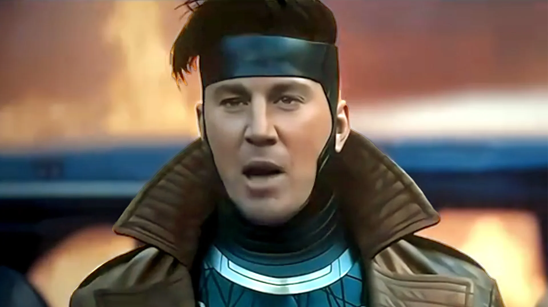 Channing Tatum as Gambit delivering the meme-spawning line 'wooimbouttamakeanameformyselfere' in Deadpool & Wolverine (2024).